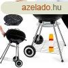 Grill Master faszenes kerti grill fedllel - mobil, kerekes 