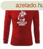 DRAGOWA Fit-T hossz ujj pl muscle army man, piros 160g/m