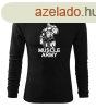 DRAGOWA Fit-T hossz ujj pl muscle army man, fekete 160g/
