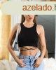  Rvid fekete crop top szexi XS-M mret 