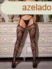  Rose Backseam Stockings with Garter Belt - Black O/S 
