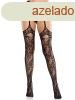  Net Stockings with Attached Garter Belt - Black O/S 