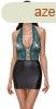 Cottelli - lacy shiny dress with lace (black-green), M