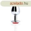 Ouch! by Shots Round Gem Butt Plug - Small - Silver/Ruby Red