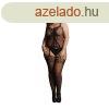 LE DSIR Fishnet and Lace Suspender Bodystocking - Plus Size