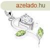 925 ezst szett, medl s flbeval, tltsz s zld cirkn
