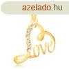 9K srga arany medl - szv alakzat "Love" felirat