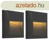 2 db modern fali lmpa szett sttszrke LED-del - Gem 2