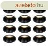12 db-os sllyesztett spotlmpa szett fekete GU10 70 mm IP44