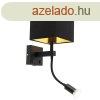 Modern fali lmpa fekete USB-vel s fekete ngyzet alak lm
