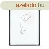 Keretezett poszter, vonalrajz arc, 50x70 cm, fekete-fehr  -