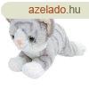Cica fekv plssfigura - szrke, 25 cm