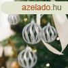Karcsonyfadsz szett - glitteres ezst gmbdsz - 7 cm - 6 
