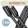 AXAGON BUCM2-CM15AB, CHARGE kbel USB-C  USB-C, 1.5m, Hi-Spe