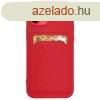 Szilikon tok bankkrtyatartval Samsung Galaxy A32 4G piros