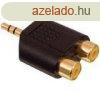 Sztere Audio Adapter 3.5 mm-es Dugasz - 2x RCA Aljzat Feket