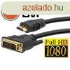 DVI -HDMI kbel aranyozott csatlakozval - 3m (20381)