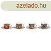 Cssze Szett Alttekkel Home ESPRIT Srga Piros Porceln 12